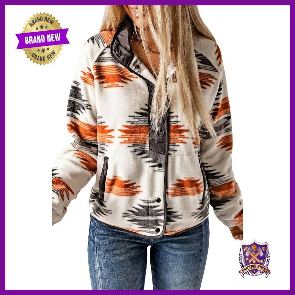 Women's Fleece Snap Button Shacket Jacket with Pockets